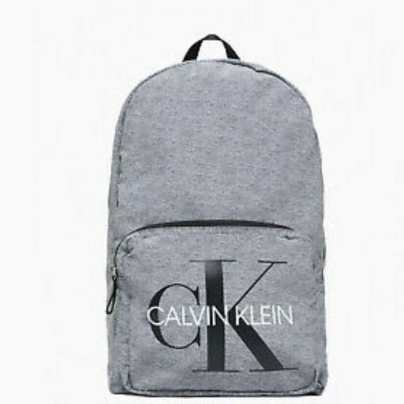 😳SALE😳 Calvin Klein Monogram Logo Ck Jersey Backpack Gray 4630 0170 008 - Picture 1 of 4